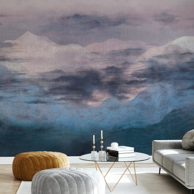 Tapet cu design abstract in nuante de albastru si gri