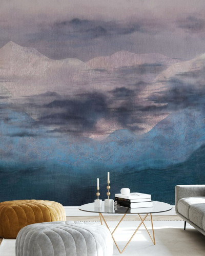 Tapet cu design abstract in nuante de albastru si gri