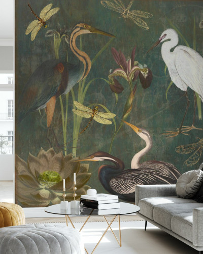 Tapet cu Herons and Dragonflies