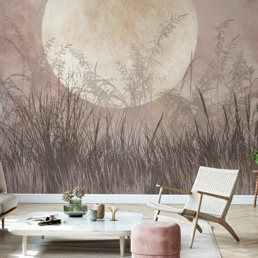 Tapet Moonlight Weeds II, tapet decorativ cu design modern și elegant, cu aspect natural, perfect pentru living, dormitor sau birou.