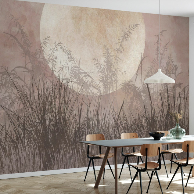 Fototapet cu lună și vegetație, design elegant pentru interior