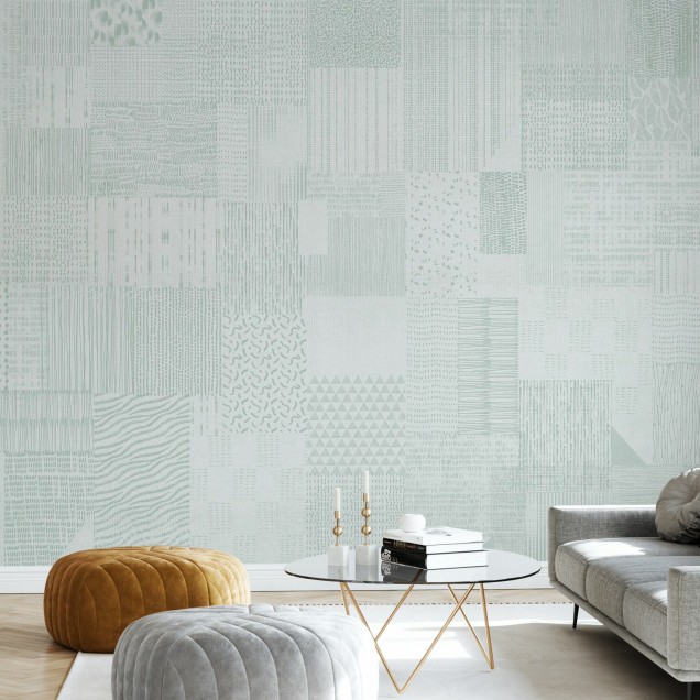 Tapet geometric abstract verde deschis, Inspiration Notebook, Green