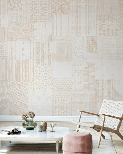 Tapet geometric Inspiration Notebook, Khaki, in nuante de bej si maro