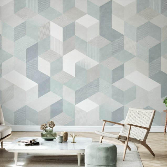 Tapet geometric modern, Casablanca Cubes, Breeze