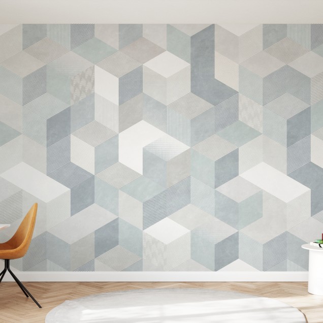 Tapet geometric modern, Casablanca Cubes, Breeze