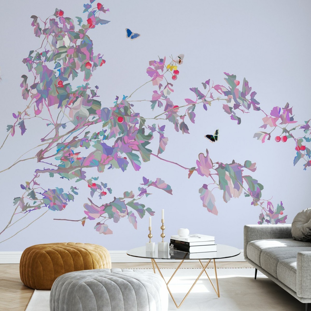 Fototapet Photowall PHW-e336915. Conține culorile: Alb, Alb Semnal, Violet, Violet Erica, Violet, Violet-Albastru, Roz, Rose, Gri, Gri-Albastru