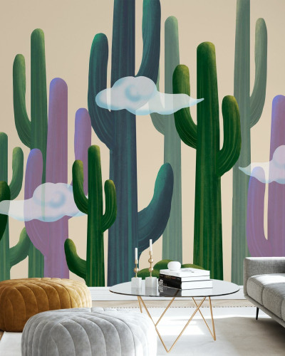 Tapet cu design abstract Cactus Cloud Sunny
