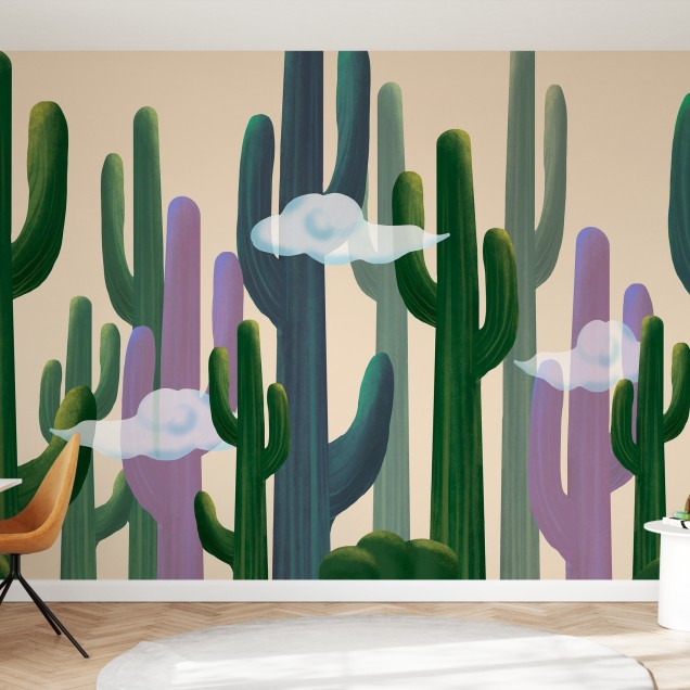 Tapet cu design abstract Cactus Cloud Sunny