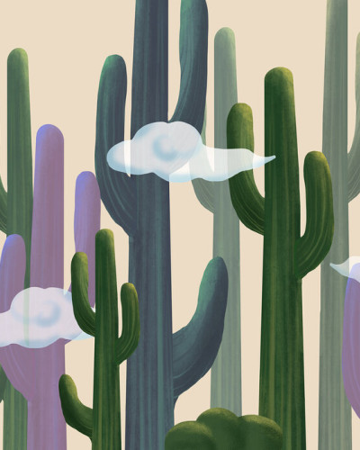Tapet cu design abstract Cactus Cloud Sunny