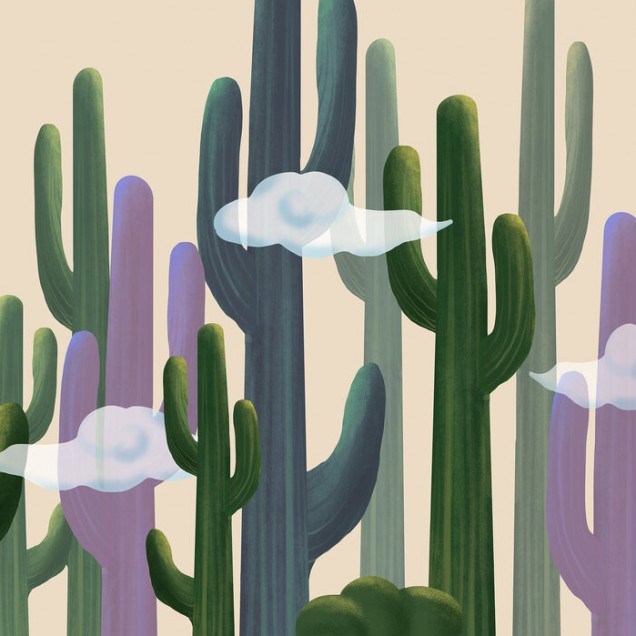 Tapet cu design abstract Cactus Cloud Sunny