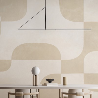 Tapet geometric modern cu forme simple și culori neutre, perfect pentru living, dormitor sau birou.