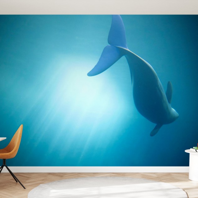 Imaginea wallpaper-ului cu o balena in ape turcoaz
