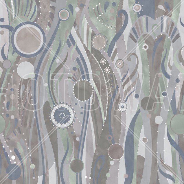Tapet geometric cu design abstract modern in culori de verde, albastru, maro si gri