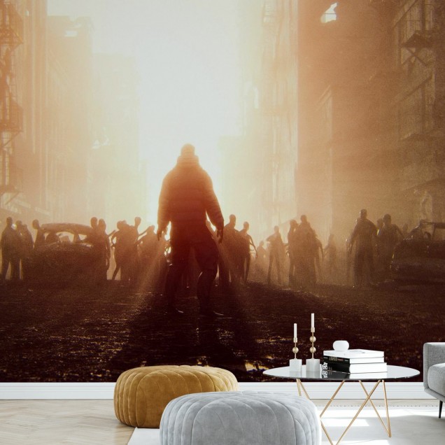 Zombie Apocalypse tapet - O horda de zombie se apropie de un oras pustiu in lumina apusului