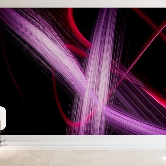 Fototapet cu design abstract cu lumini purpurii si rosii
