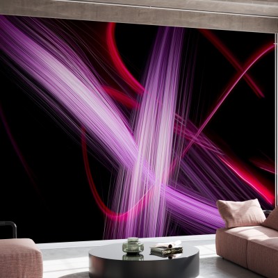 Fototapet cu design abstract cu lumini purpurii si rosii