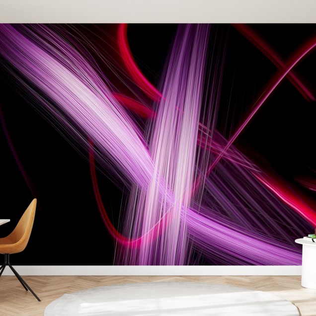 Fototapet cu design abstract cu lumini purpurii si rosii