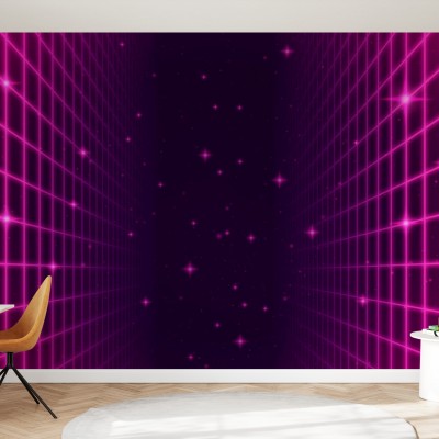 Wallpaper retro cu grila luminoasa si stele