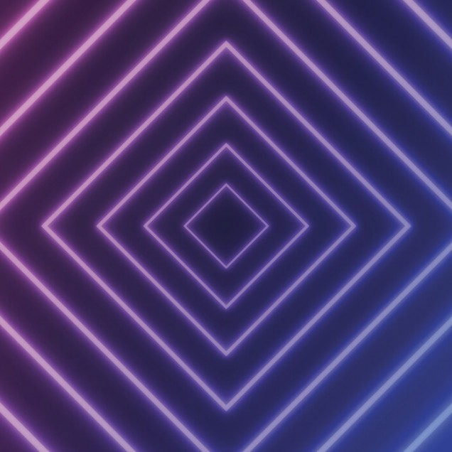 Tapet modern cu design geometric vibrant, roz aprins și albastru electric, Glowing Pink and Blue Warp.