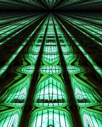 Wallpaper abstract cu design geometric in nuante de verde neon