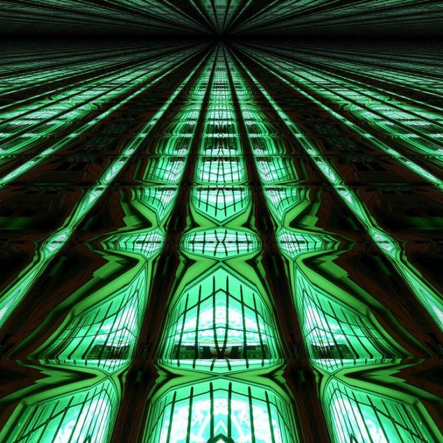 Wallpaper abstract cu design geometric in nuante de verde neon