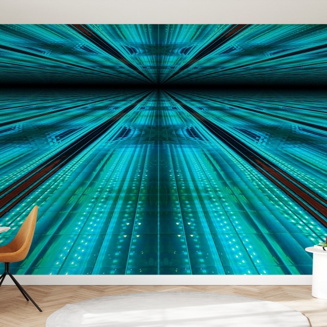 Infinite Blue Neon tapet dormitor modern cu design abstract inspirat de lumini neon