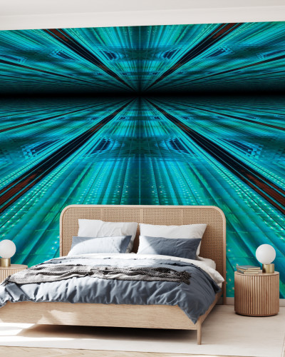 Infinite Blue Neon tapet dormitor modern cu design abstract inspirat de lumini neon