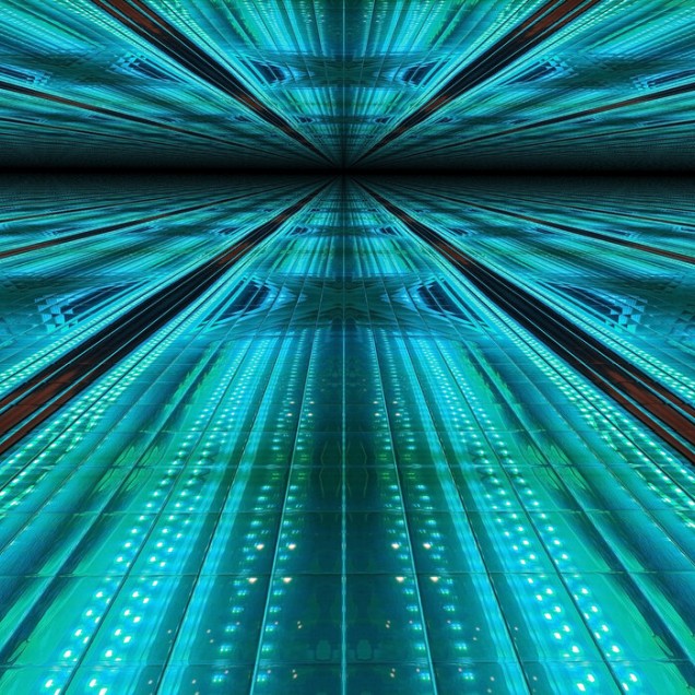 Infinite Blue Neon tapet dormitor modern cu design abstract inspirat de lumini neon