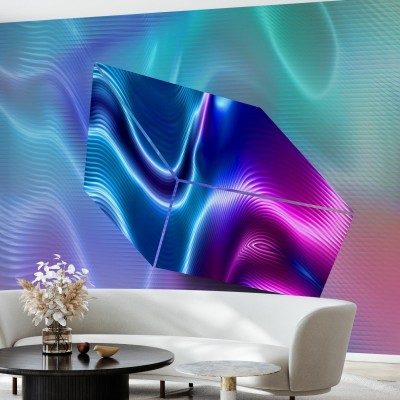 Tapet abstract cu forme digitale neon