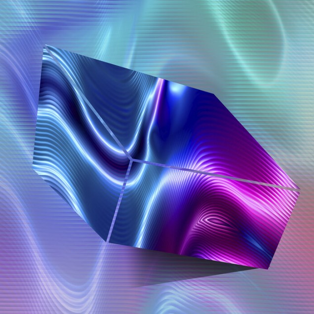 Tapet abstract cu forme digitale neon