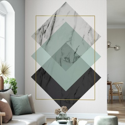 Tapet cu model geometric abstract, minimalist, cu forme de romburi si dreptunghiuri