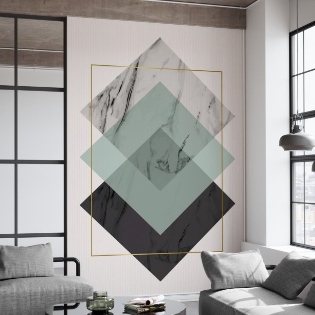 Tapet cu model geometric abstract, minimalist, cu forme de romburi si dreptunghiuri