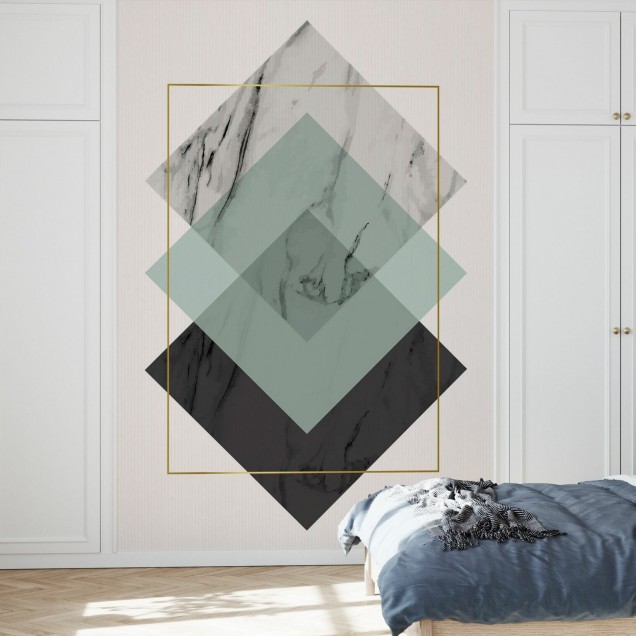 Tapet cu model geometric abstract, minimalist, cu forme de romburi si dreptunghiuri
