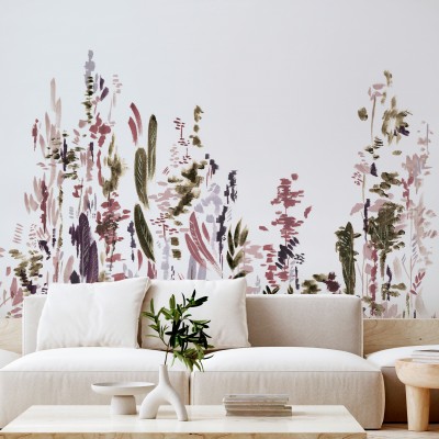 Tapet cu design floral minimalist "Painted Forest, Crown".