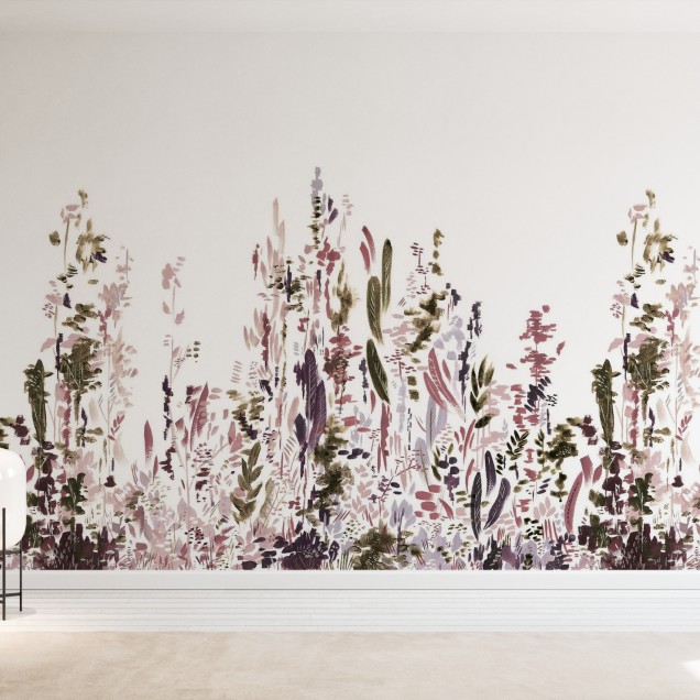 Tapet cu design floral minimalist "Painted Forest, Crown".
