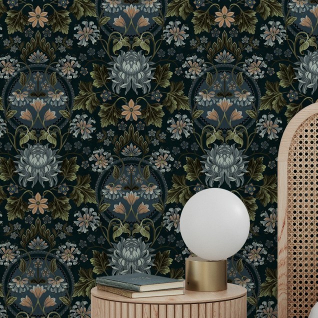 Tapet floral vintage cu design delicat, perfect pentru a adăuga o notă de eleganță și rafinament spațiului tău.