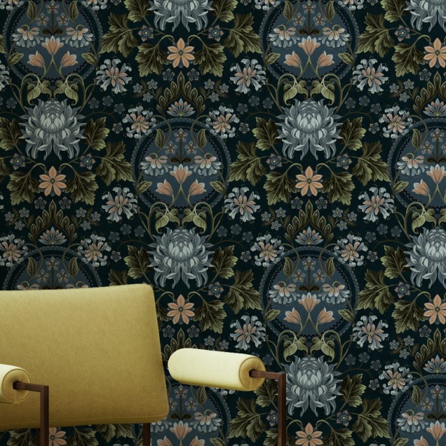 Tapet floral vintage cu design delicat, perfect pentru a adăuga o notă de eleganță și rafinament spațiului tău.