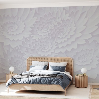 Flower on Canvas, Lavandă, Photowall - Tapet floral modern cu design minimalist