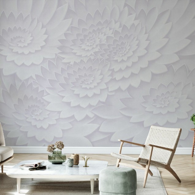Flower on Canvas, Lavandă, Photowall - Tapet floral modern cu design minimalist