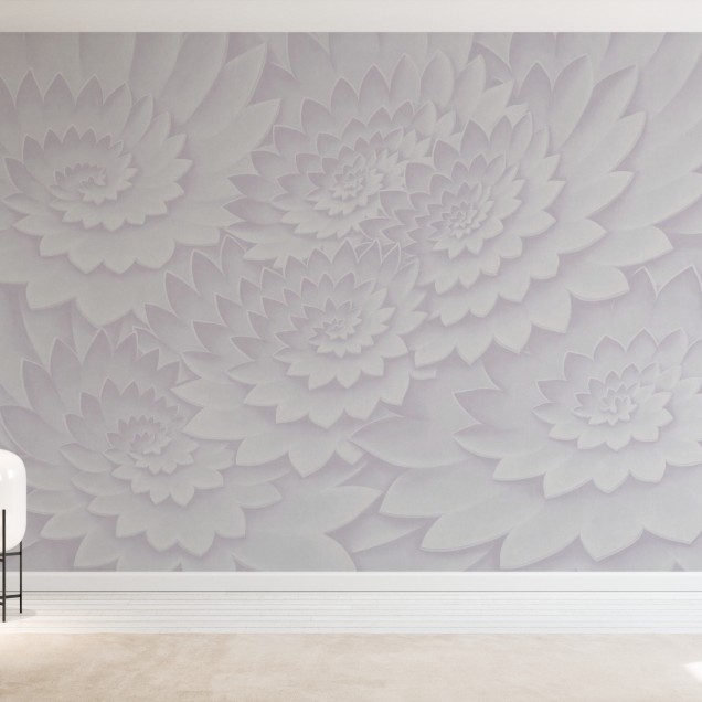 Flower on Canvas, Lavandă, Photowall - Tapet floral modern cu design minimalist