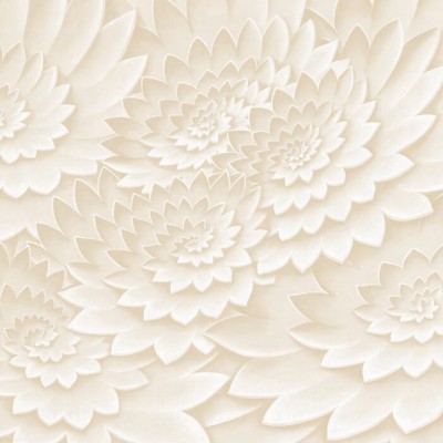 Tapet modern cu flori, Flower on Canvas, Powder Puff, Photowall, în tonuri neutre, cu textura fină, pe un perete din living