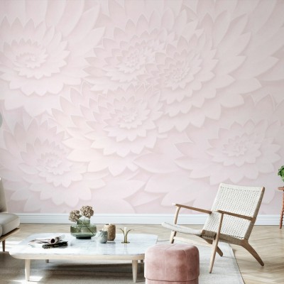 Tapet floral roz cu textură 3D