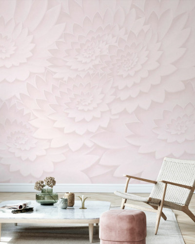 Tapet floral roz cu textură 3D