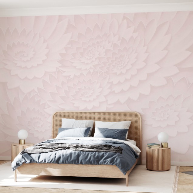 Tapet floral roz cu textură 3D