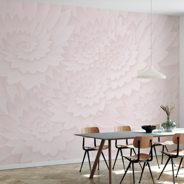 Tapet floral roz cu textură 3D