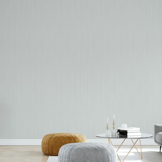 Tapet Lush Breeze cu dungi verticale subtile, delicate, intr-un living modern