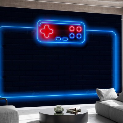 Video Game Frame Photowall, tapet modern cu lumină neon, design minimalist