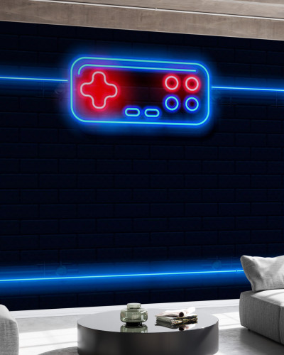 Video Game Frame Photowall, tapet modern cu lumină neon, design minimalist