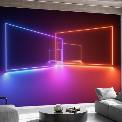 Imagine de fundal cu lumini neon colorate, design futurist, perfect pentru dormitoare, livinguri, birouri si multe altele