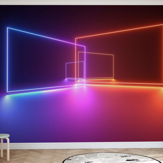 Imagine de fundal cu lumini neon colorate, design futurist, perfect pentru dormitoare, livinguri, birouri si multe altele